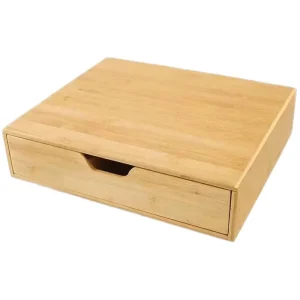 Bamboo Wall Mounted Non Folding Multi Compartment Storage Box for Tea Bags & Coffee Bags Natural Wood Color Minimalist Organizer