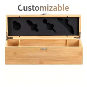 Bamboo Wine Gift Box with Custom Foam Insert for 1 Bottles Eco-Friendly Wooden Packaging for Red Wine Presentation & Gifting