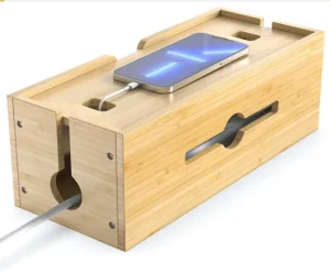 Bamboo Wood Box Bamboo Fast Charging Cable Box Usb Cable Box for Android Mobile Phones