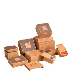 Bamboo Wood Jewelry Box Engraved Tree Design Wood Box Tall Jewelry Box