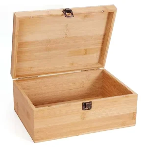 Bamboo Wood Jewelry Box Small Wooden Hinged Box