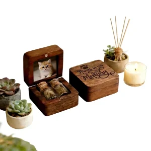 Bamboo Wood Modern Eco Friendly Pet Hair Commemorative Box for Cats Dogs with Ashes and Teeth Storage