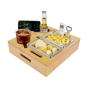 Bamboo Wood Sofa Snack Box Wooden Beer Box Desktop Remote Control Storage Tray Bracket Snack Storage Box