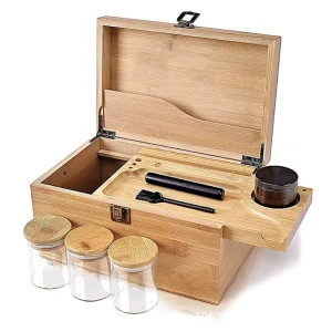 Bamboo Wood Stash Box with Custom Size and Logo Handmade Accessories for Candle Craft Photo Frame Stickers