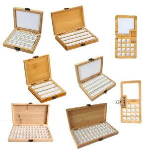 Bamboo Wood Watercolor Palette Box 15 24 36 48 60 Grids Solid Paint Subdivision Box Custom Logo Art Supply