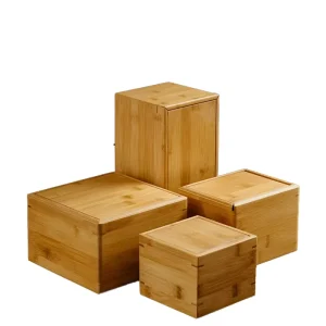 Bamboo Wooden Boxes Recyclable Stamping Printed Customizable Gift Packaging for Tea Cups Clay Pots & Wine Bottles
