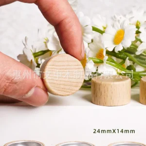 Bamboo Wooden Cover Aluminum 19 Teeth 24mm Screw Cap Cosmetic Bottle Lid for Cream Box and Test Tube W-45
