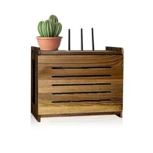 Bamboo Wooden Router Shelf Wall Mount WiFi Storage Box Hider Rack Kitchen Bathroom Wireless Organizer Shelves