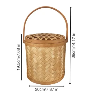 Bamboo Woven Bucket Gift Box Eco Friendly Daily Use Storage Basket for Tea Set and Festival Packaging Manufacturer