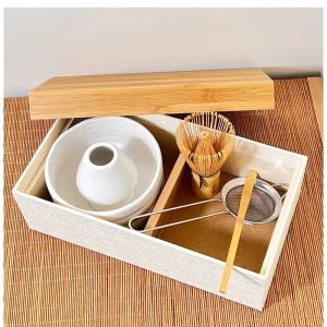 Bamboo and Ceramic Eco Friendly Minimalist Matcha Travel Set Custom Gift Box Matcha Tea Set