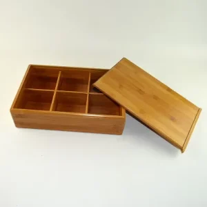 Bamboo and Wood Universal Packaging Box Bamboo and Wood Six Lattice Push pull Box 30*17*6cm Custom
