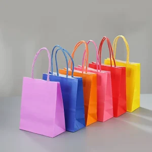 Bespoke Logo 130gsm Eco Friendly Kraft Paper Bag High Load Bearing Promotion Shopping Bag Twisted Handles for Retail Gift