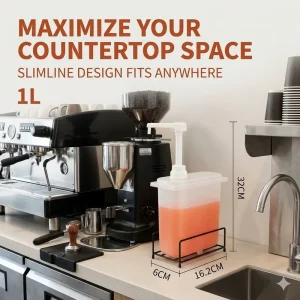Beverage Container Commercial Sauce Pump Dispenser Food Grade Syrup Container for Coffee Bar Milk Tea Shop and Fast Food Store