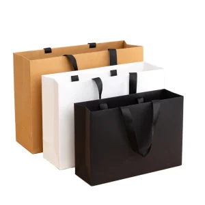Big Size Art Paper Bag Custom Logo Biodegradable Magnetic Closure Ribbon Handle Good Quality Shopping Gift Packaging Promotion