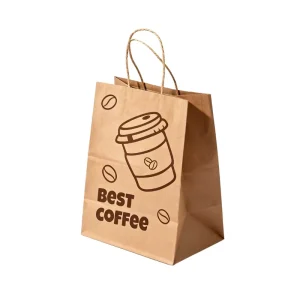 Biodegradable Brown Kraft Bag Accept Custom Printing Stock Gift Fast Food Take Away Hand Length Handle Shopping