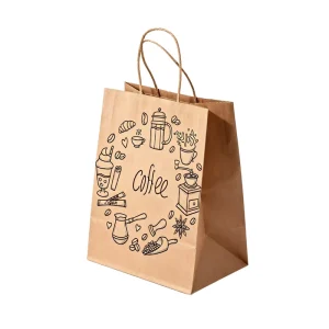 Biodegradable Brown Kraft Paper Bag Accept Custom Printing Stock Gift Bag Fast Food Take Away Hand Length Handle
