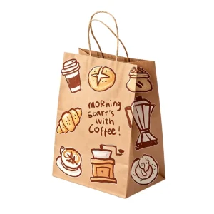 Biodegradable Brown Kraft Paper Bag Accept Custom Printing Stock Gift Bag Fast Food Take Away Hand Length Handle