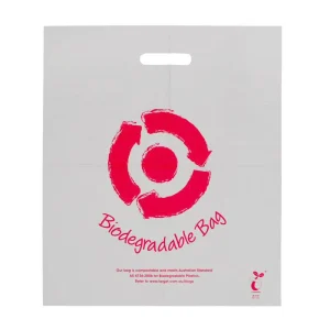 Biodegradable Compostable Plastic Shopping Bag with Die Cut Handle Custom Logo Gravure Printing for Supermarket Use