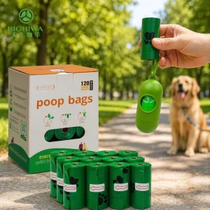 Biodegradable Dog Poop Bag Custom Compostable BPI Certified ASTM D6400 Cornstarch Plant Based OEM