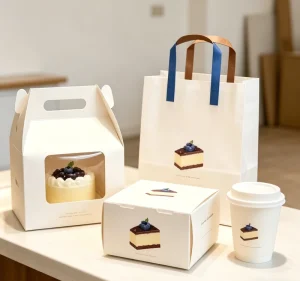 Biodegradable & Durable Eco Friendly Classic Bakery Packaging Kit Includes Cake Boxes Gift Bags & Disposable Cups