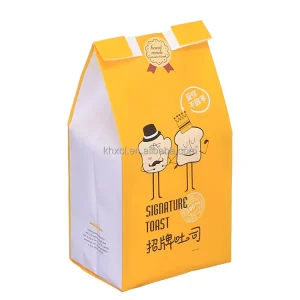 Biodegradable Eco Food Packaging Storage With Front Window Square Bottom Shopping Paper Bags for Bread