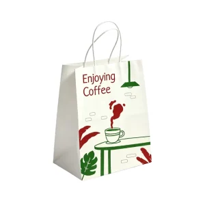 Biodegradable Eco Friendly Brown Kraft Paper Bag Accept Custom Printing Stock Gift Bag Fast Food Take Away Hand Length