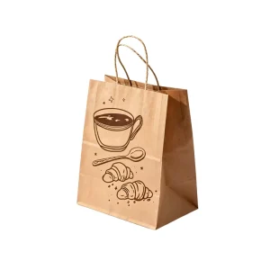 Biodegradable Eco Friendly Recyclable Waterproof Brown Kraft Paper Bags Luxury Style Hand Length Handle Accept Custom