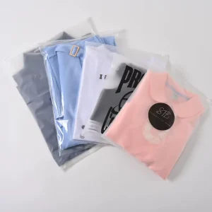 Biodegradable Eco friendly EVA Frosted Zipper Post Bag Custom Printing Logo Clothing T shirt Waterproof Transparent Packs Bag