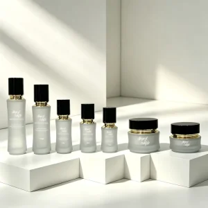 Biodegradable Frosted Skincare Container Glass Bottle for Lotion Cosmetic Packaging Set
