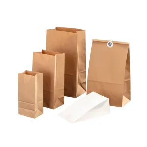 Biodegradable Greaseproof Food Paper Bags White Brown Kraft Stand up Pouch for Bread Milk Sushi Noodle Salad Storage