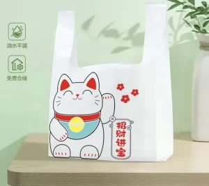 Biodegradable HDPE Plastic Side Gusset T Shirt Bag with Gravure Printing for Supermarket Use