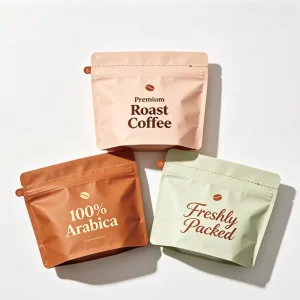 Biodegradable Kraft Paper Moistureproof Coffee Bag with Valve Flat Bottom Stand up Pouch Bag With Tin Tie