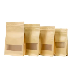Biodegradable Kraft Paper Zip Lock Bags Tea Food Coffee Bean Packing Stand Flat Bottom EVOH PE Plastic Pouches