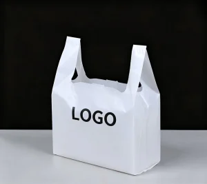 Biodegradable PE Clear Side Gusset T Shirt Shopping Bags Custom Logo Disposable Carryout Bags for Grocery Shop Convenience
