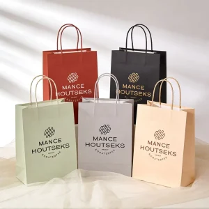 Biodegradable Recyclable Custom Logo Size Twisted Handle Kraft Paper Bag Shopping Garment Dress Gift Packaging Bag With Logo