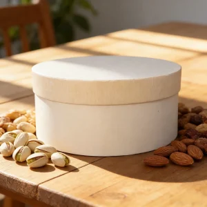 Biodegradable Round Wooden Box Natural Birch Wood Storage Organizer with Lid