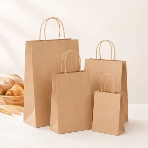 Biodegradable Twist Handle Paper Bag Custom Kraft Shopping Bag for Food Delivery Bakery and Supermarket Use Bulk OEM