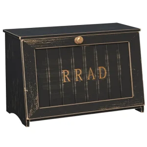 Black Airtight Moisture-proof Bamboo Bread Storage Container Easy Assembly Bread Bin Vintage Wooden Bread Box for Kitchen
