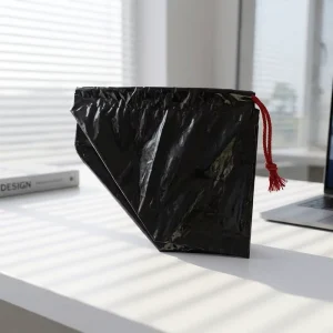 Black Boat Shape Drawstring Plastic Bag for Dry Toilet New Energy EV Charger Accessories Custom Logo Protective Pouch