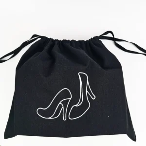 Black Cotton Canvas Drawstring Dust Bags for Shoe Hats Packaging Storage Drawstring Pouch With Logo