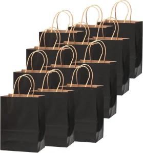 Black Kraft Paper Bags with Handles Bulk Gift Bags Craft Grocery Shopping Retail Party Favors Wedding Bags Sacks
