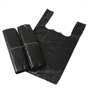 Black Plastic Gravure Printed Recyclable T Shirt Bag with Vest Handle for Supermarket and Exhibition Use