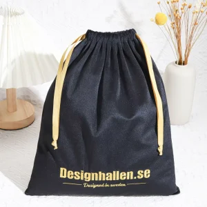 Black Velvet Custom Logo Drawstring Pouch for Hair Dryer, Shoes, Clothes, Handbag Dust Storage