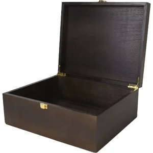Black Wooden Box Storage with Hinged Lid Keepsake Decorative Gift Tool Toy Kitchen Storage Wood Chest Large Box