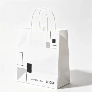 Blank Anti Yellow White Card Paper Bag Water Based Ink Silk Screen Custom Logo for Designer Studio Clinic Customer Presents