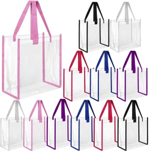 Blank Custom PVC Shopper Bag Clear See Through Plastic Tote Bags With Handles for Shopping Work Sports Games School Concert
