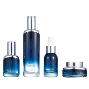 Blue Gradient Color Glass Empty Luxury Cosmetic Bottle 50g 40ml 50ml 120ml in Stock