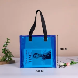 Blue Transparent Clear Plastic Beach Tote Candy Jelly Bags Customized Purple PVC Bag for Women Girls