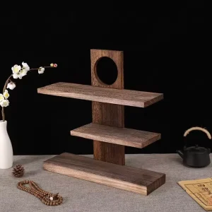 Bogu Rack Chinese style 3 tier Wood Bamboo Storage Display Rack for Tea Set Ornaments Tea Cup Teapot