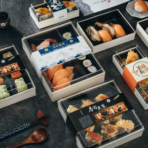 Box Takeaway Sushi Pastry Dessert Bakery Tiramisu Cake Wooden Food Wood Box Packing Box Wooden Packaging Sushi